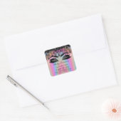 Wimper Extensie Winkel Holografisch Zwart Paars Vierkante Sticker (Envelop)