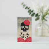 Wimper Extensions Beauty Floral Skull  Visitekaartje (Staand voorkant)