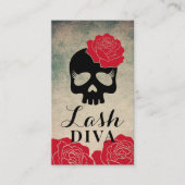 Wimper Extensions Beauty Floral Skull  Visitekaartje (Voorkant)