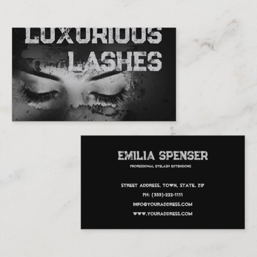 Wimper Extensions Dark Strokes Bold Drama Look Visitekaartje (Voorkant / Achterkant)