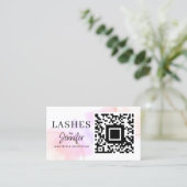 Wimper Extensions QR Code Waterverf Roze Goud Visitekaartje (Staand voorkant)