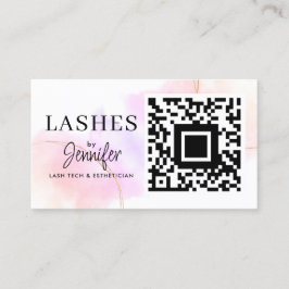 Wimper Extensions QR Code Waterverf Roze Goud Visitekaartje
