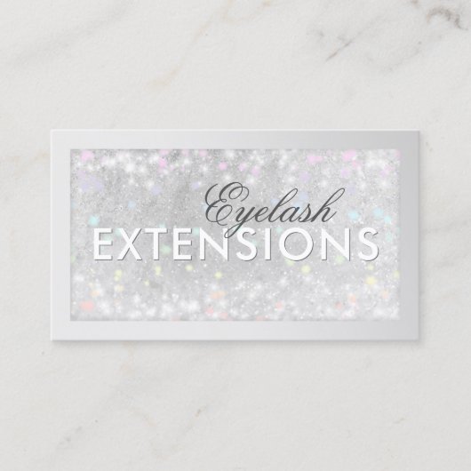 Wimper Extensions Silver Glitter Kaart Visitekaartje (Voorkant)