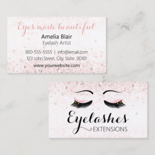 Wimper Extensions Sparkles en Diamonds Pink Visitekaartje