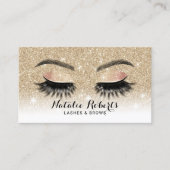 Wimper Extensions Stijlvolle Gouden Glitter Lash S Visitekaartje (Voorkant)
