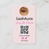 Wimper Extenties Roze QR Code Foto Visitekaartje (Voorkant)