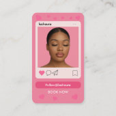 Wimper Extenties Roze QR Code Foto Visitekaartje (Achterkant)