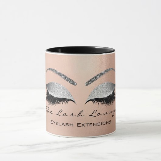 Wimper Extention Beauty Grijs Zilver Oog Glitter Mok (Midden)