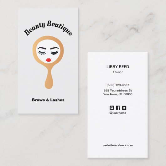 Wimper Lash Extensions & Brow Tinting Threading Visitekaartje (Voorkant / Achterkant)