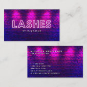 Wimper/Lash Extensions Modern Roze Neon & Bricks Visitekaartje (Voorkant / Achterkant)