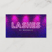 Wimper/Lash Extensions Modern Roze Neon & Bricks Visitekaartje (Voorkant)