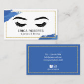 Wimper Make-up Artist Royal Blue Brushstroke Salon Visitekaartje (Voorkant / Achterkant)