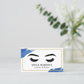 Wimper Make-up Artist Royal Blue Brushstroke Salon Visitekaartje (Staand voorkant)