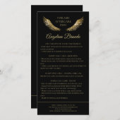 Wimper Nazorg Info Goud Glitter Vleugels Zwart Bedankkaart (Voorkant / Achterkant)