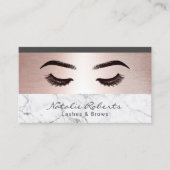 Wimper Roos Gouden Border Marmer Beauty Salon Visitekaartje (Voorkant)