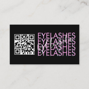 Wimper Salon QR Code Roze Zwart Script Visitekaartje