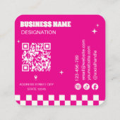 Wimper Salon Qr Code Vet Roze Retro Visitekaartje (Achterkant)