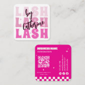 Wimper Salon Qr Code Vet Roze Retro Visitekaartje (Voorkant / Achterkant)