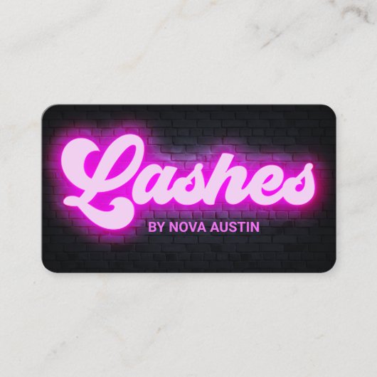 Wimper Tech Glam Esthetische Heet Roze QR Code Visitekaartje (Voorkant)