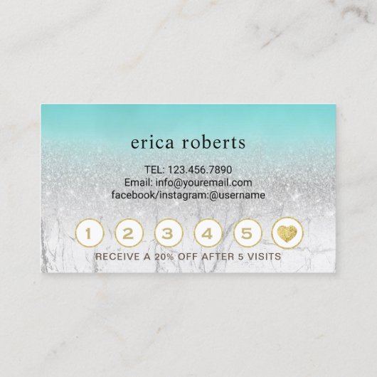 Wimper Technicus Turquoise Marble Lash Loyaliteit Klantenkaartje (Achterkant)