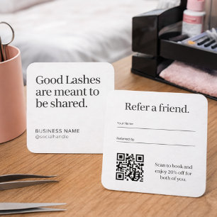 Wimperartiest Referralkaart met QR-code Vierkante Visitekaartje