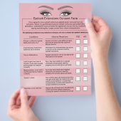 Wimperextensies Aansprakelijkheidsverklaring Roze  Flyer (Hand)