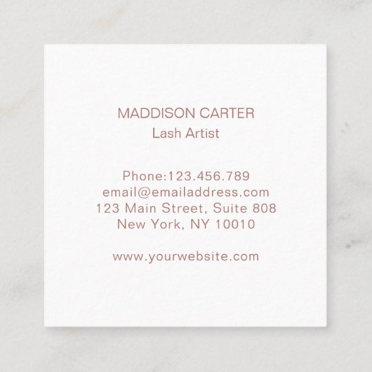 Wimpern Augenbrauen Visitenkarte Vierkante Visitekaartje (Achterkant)