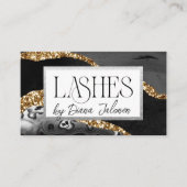 Wimpers Afspraak Herinnering Goud Zwart Marmer Visitekaartje (Voorkant)