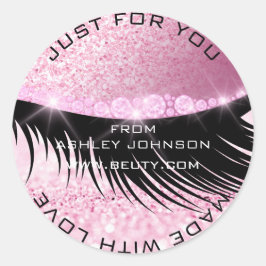Wimpers Beauty Diamond Eye Sparkly Pink Glitter Ronde Sticker