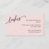 Wimpers Blush Roze Zwart Script Foto Visitekaartje (Achterkant)