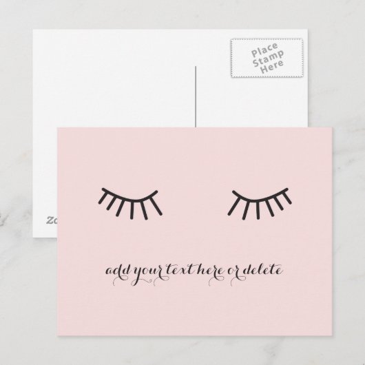 Wimpers briefkaart, schattig gezicht bedankkaart briefkaart (Voorkant / Achterkant)