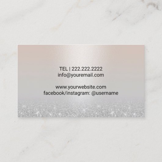 Wimpers & Brows Microblading Elegant Zilver Glitte Visitekaartje (Achterkant)