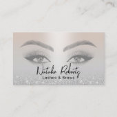 Wimpers & Brows Microblading Elegant Zilver Glitte Visitekaartje (Voorkant)