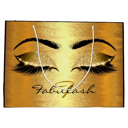 wimpers bruids ogen gouden glitter naam monogram groot cadeauzakje (Achterkant)