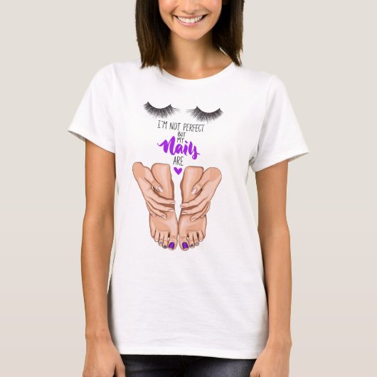 WIMPERS, CITAAT, NAGELS, VOET, PEDICURE T-SHIRT (Voorkant)