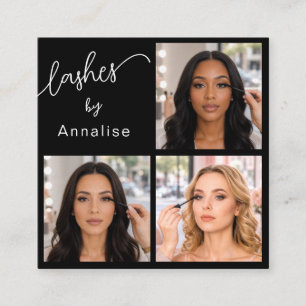Wimpers Elegant Zwart Wit Script 3 Foto Make-up Vierkante Visitekaartje