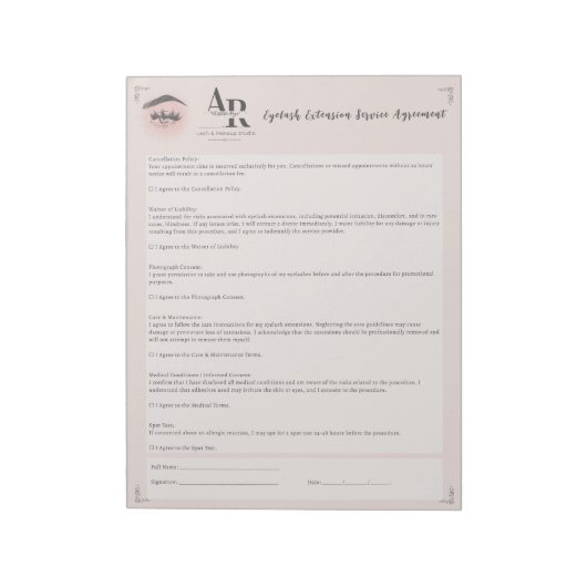 Wimpers en Make-up Verlengde Wimpers Aansprakelijk Notitieblok (Linkerzijde)