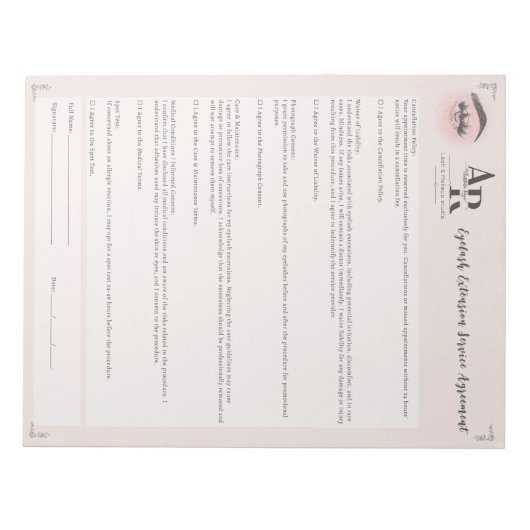 Wimpers en Make-up Verlengde Wimpers Aansprakelijk Notitieblok (Voorkant)