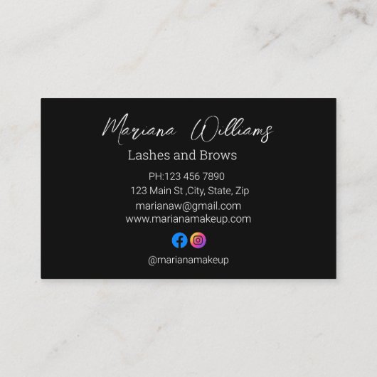 Wimpers en wenkbrauwen 12 foto's Make-up Artist Zw Visitekaartje (Achterkant)