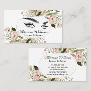 Wimpers en wenkbrauwen Bloemroze Wit Modern Elegan Visitekaartje