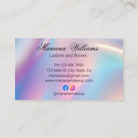 wimpers en wenkbrauwen make-up artiest stijlvol ho visitekaartje (Achterkant)