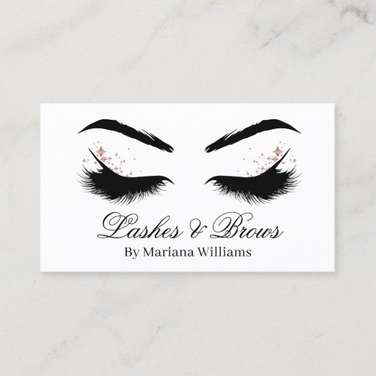 Wimpers en wenkbrauwen make-up artist zwart en wit visitekaartje (Voorkant)