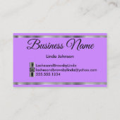 Wimpers en wenkbrauwen - Paarse en roze Glitter Visitekaartje (Achterkant)