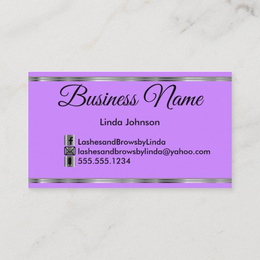 Wimpers en wenkbrauwen - Paarse en roze Glitter Visitekaartje (Achterkant)