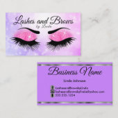 Wimpers en wenkbrauwen - Paarse en roze Glitter Visitekaartje (Voorkant / Achterkant)