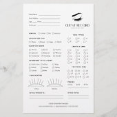 Wimpers extensie client record pagina's briefpapier (Voorkant)