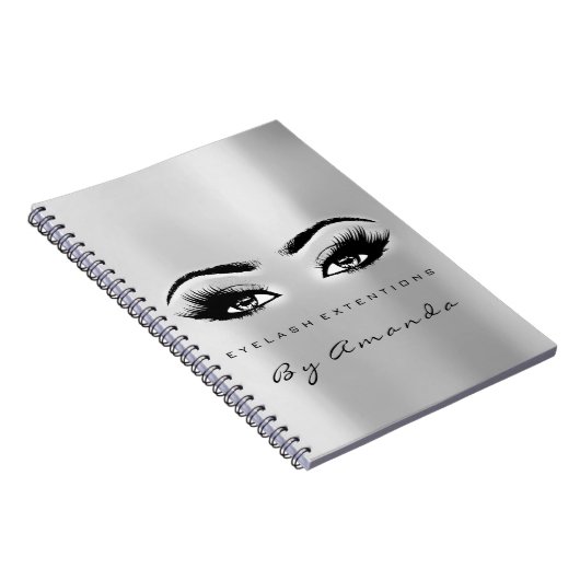 wimpers extensie ogen make-up artiest grijs zilver notitieboek (Rechterzijde)