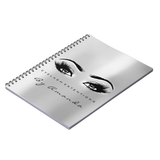 wimpers extensie ogen make-up artiest grijs zilver notitieboek (Linkerzijde)