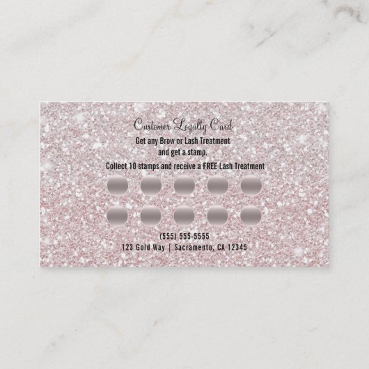 Wimpers Glitter Customer Loyalty Kaart (Achterkant)
