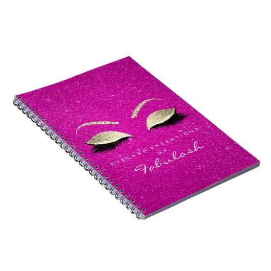Wimpers Glitter Ogen Make-up Helder Roze Goud Naam Notitieboek (Rechterzijde)